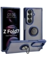 Etui z uchwytem na palec Bizon Case Hybrid Ring do Samsung Galaxy Z Fold7 przydymione z ciemnoniebieską ramką