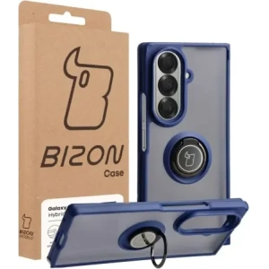 Etui z uchwytem na palec Bizon Case Hybrid Ring do Samsung Galaxy Z Fold7 przydymione z ciemnoniebieską ramką
