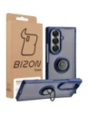 Etui z uchwytem na palec Bizon Case Hybrid Ring do Samsung Galaxy Z Fold7 przydymione z ciemnoniebieską ramką