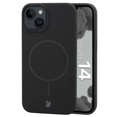 Silikonowe etui z pierścieniem magnetycznym Bizon Soft Case Magnetic do Apple iPhone 14 czarne