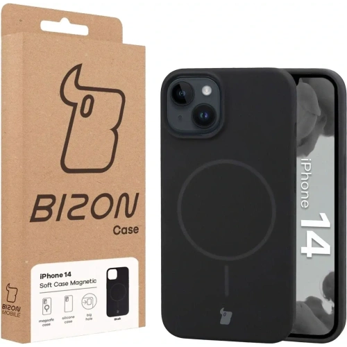 Silikonowe etui z pierścieniem magnetycznym Bizon Soft Case Magnetic do Apple iPhone 14 czarne
