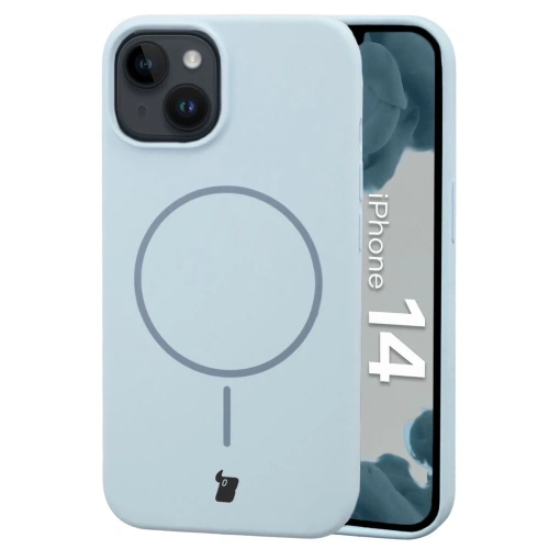 Silikonowe etui z pierścieniem magnetycznym Bizon Soft Case Magnetic do Apple iPhone 14 błękitne