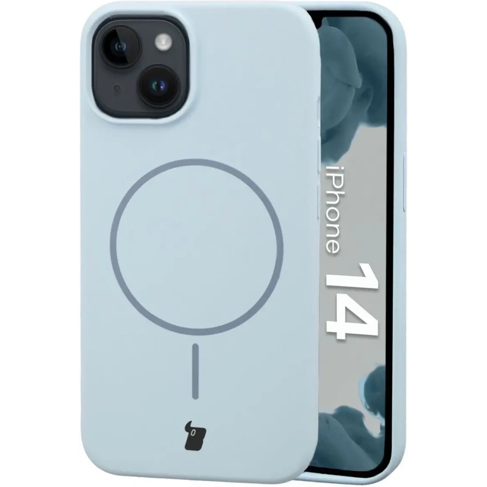 Silikonowe etui z pierścieniem magnetycznym Bizon Soft Case Magnetic do Apple iPhone 14 błękitne
