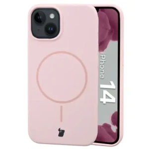 Silikonowe etui z pierścieniem magnetycznym Bizon Soft Case Magnetic do Apple iPhone 14 jasnoróżowe