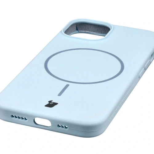 Silikonowe etui z pierścieniem magnetycznym Bizon Soft Case Magnetic do Apple iPhone 14 błękitne