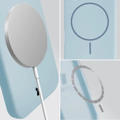 Silikonowe etui z pierścieniem magnetycznym Bizon Soft Case Magnetic do Apple iPhone 14 błękitne