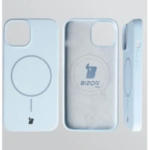 Silikonowe etui z pierścieniem magnetycznym Bizon Soft Case Magnetic do Apple iPhone 14 błękitne
