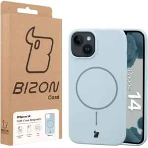Silikonowe etui z pierścieniem magnetycznym Bizon Soft Case Magnetic do Apple iPhone 14 błękitne