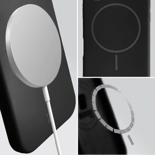 Silikonowe etui z pierścieniem magnetycznym Bizon Soft Case Magnetic do Apple iPhone 14 Pro czarne