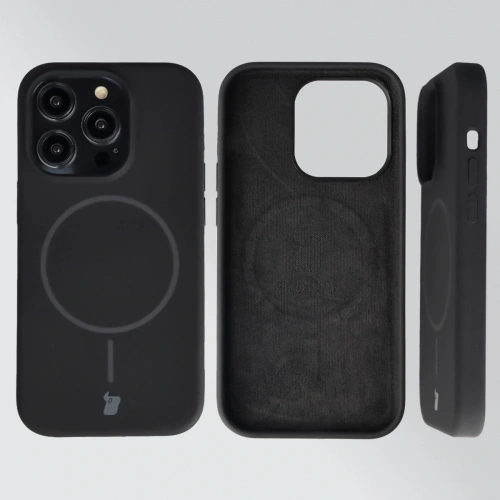 Silikonowe etui z pierścieniem magnetycznym Bizon Soft Case Magnetic do Apple iPhone 14 Pro czarne