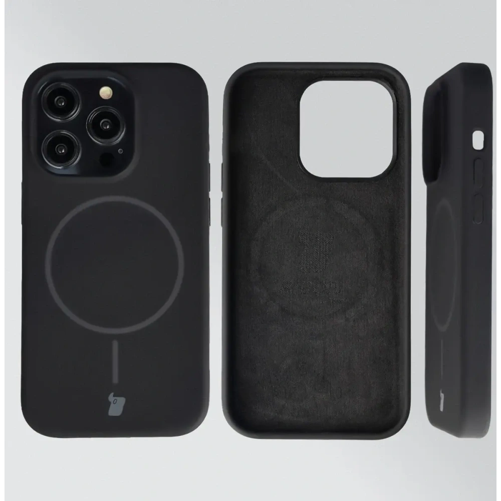 Silikonowe etui z pierścieniem magnetycznym Bizon Soft Case Magnetic do Apple iPhone 14 Pro czarne