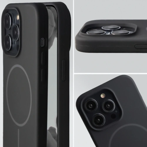 Silikonowe etui z pierścieniem magnetycznym Bizon Soft Case Magnetic do Apple iPhone 14 Pro czarne