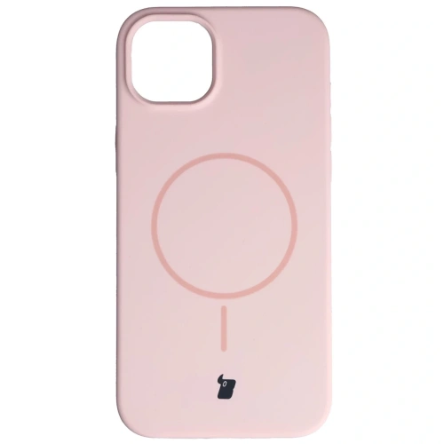 Silikonowe etui z pierścieniem magnetycznym Bizon Soft Case Magnetic do Apple iPhone 15 Plus jasnoróżowe