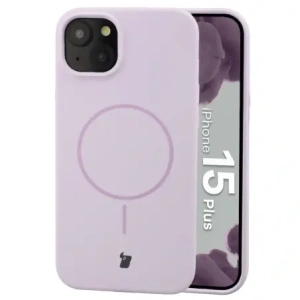 Silikonowe etui z pierścieniem magnetycznym Bizon Soft Case Magnetic do Apple iPhone 15 Plus jasnofioletowe