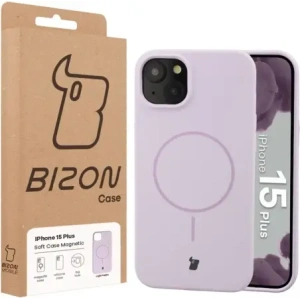 Silikonowe etui z pierścieniem magnetycznym Bizon Soft Case Magnetic do Apple iPhone 15 Plus jasnofioletowe