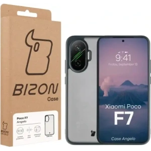 Etui Bizon Case Angelo do Xiaomi POCO F7 półprzezroczyste z szarą ramką