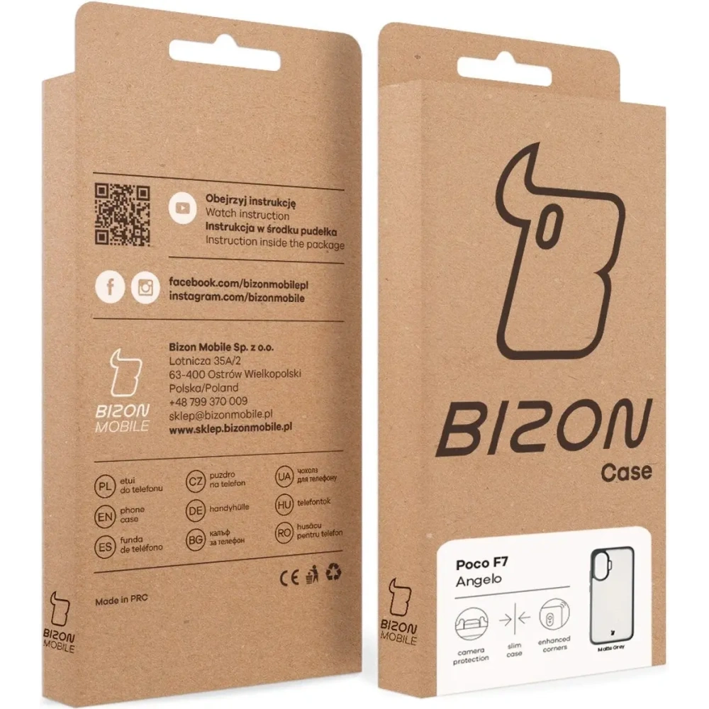 Etui Bizon Case Angelo do Xiaomi POCO F7 półprzezroczyste z szarą ramką