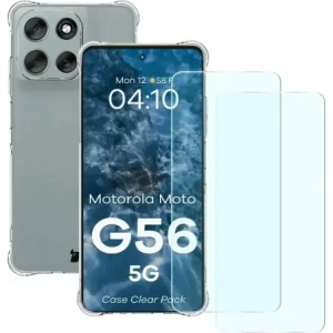 Elastyczne etui + 2x szkło hartowane Bizon Case Clear Pack do Motorola Moto G56 5G