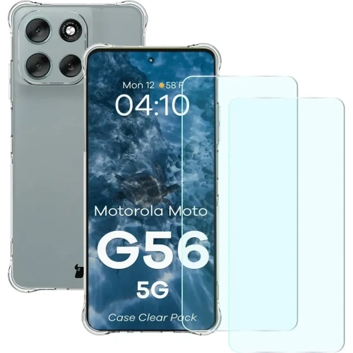 Elastyczne etui + 2x szkło hartowane Bizon Case Clear Pack do Motorola Moto G56 5G