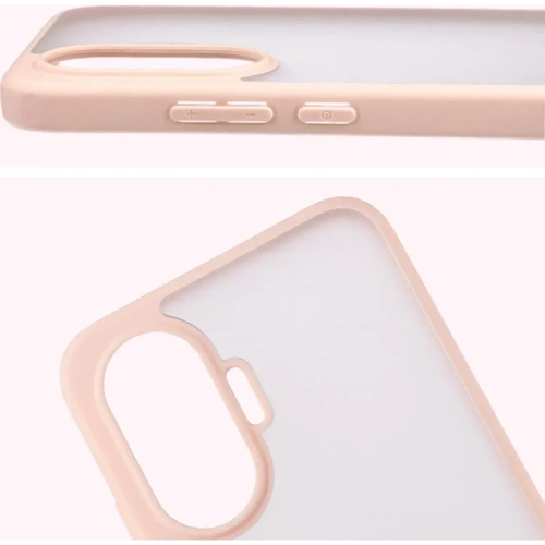 Etui Bizon Case Angelo do Xiaomi POCO F7 półprzezroczyste z różową ramką