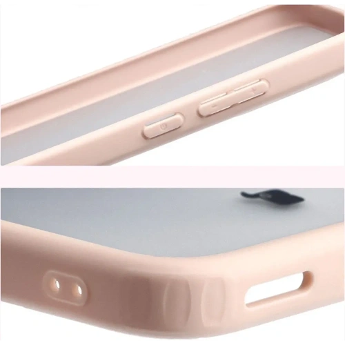 Etui Bizon Case Angelo do Xiaomi POCO F7 półprzezroczyste z różową ramką