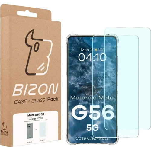 Elastyczne etui + 2x szkło hartowane Bizon Case Clear Pack do Motorola Moto G56 5G