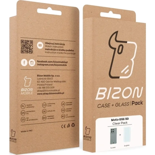 Elastyczne etui + 2x szkło hartowane Bizon Case Clear Pack do Motorola Moto G56 5G