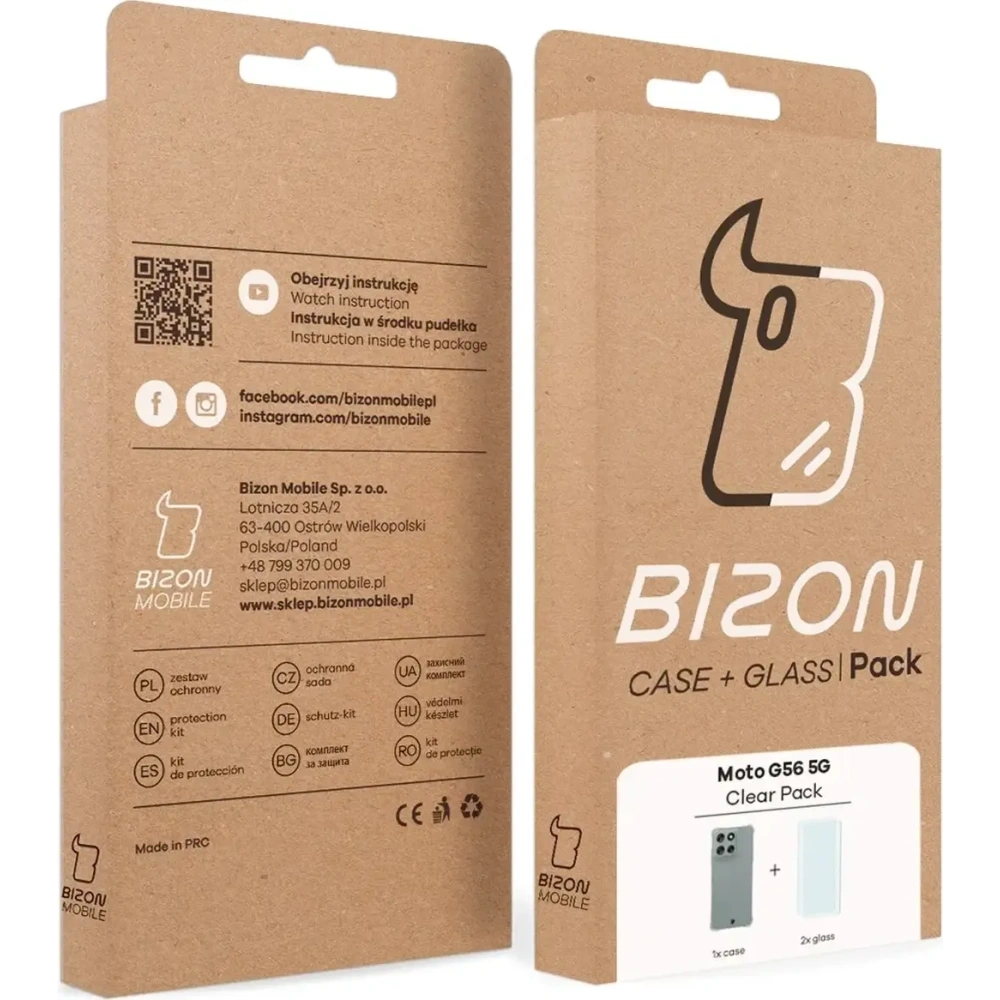 Elastyczne etui + 2x szkło hartowane Bizon Case Clear Pack do Motorola Moto G56 5G