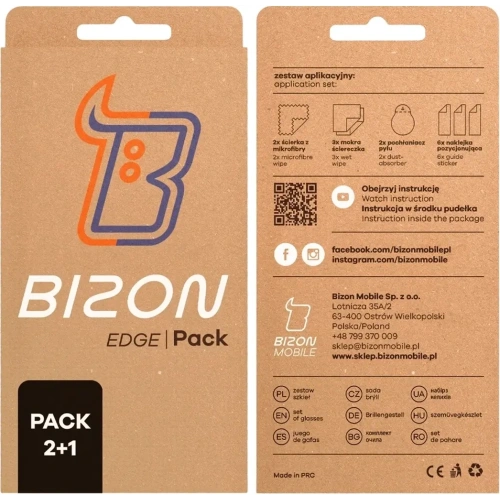 2x szkło na ekran + 1x szkło na aparat Bizon Edge 2 Pack do Honor 400