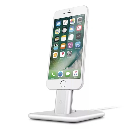 Podstawka Twelve South HiRise Deluxe 2 z zestawem kabli do iPhone, iPad i smartfonów (srebrna) 12-1626