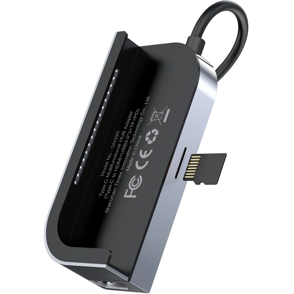 Hurtownia GSM - Adaptér 6w1 Baseus Bend Angle, Hub USB-C 2x USB 3.0 + HDMI 4K + microSD + USB-C PD + mini jack 3,5mm (šedý) - BSU1543GRY - {ean13} - Hurt