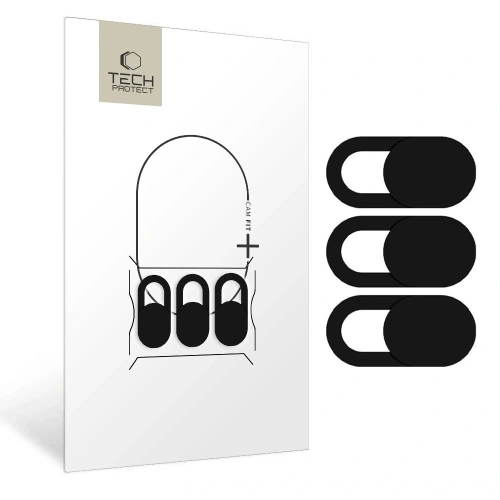 Zaślepka na kamerę Tech-Protect Cam Fit+ Laptop Webcam Cover Black [3 PACK]