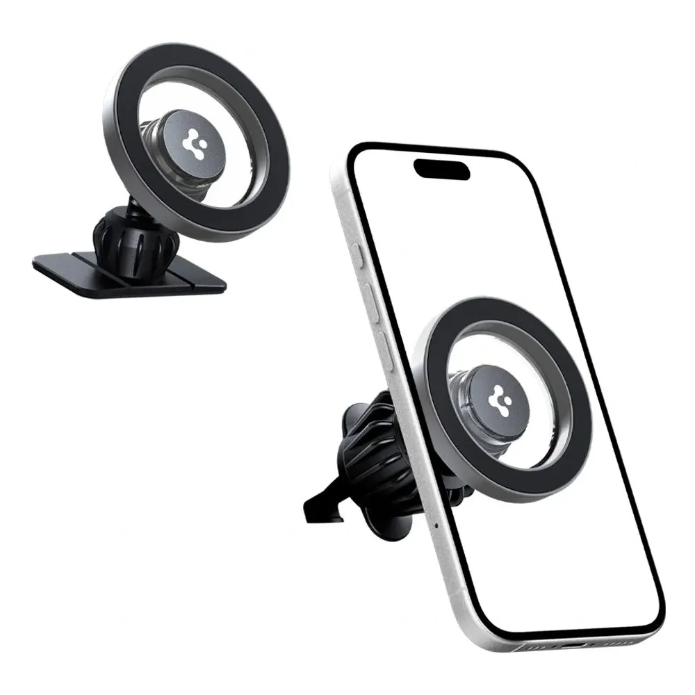 Uchwyt samochodowy na kokpit / do kratki Spigen MFT13 Magnetic MagSafe Dashboard & Vent Car Mount Silver