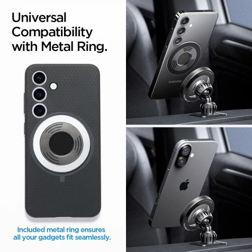 Uchwyt samochodowy na kokpit / do kratki Spigen MFT13 Magnetic MagSafe Dashboard & Vent Car Mount Silver