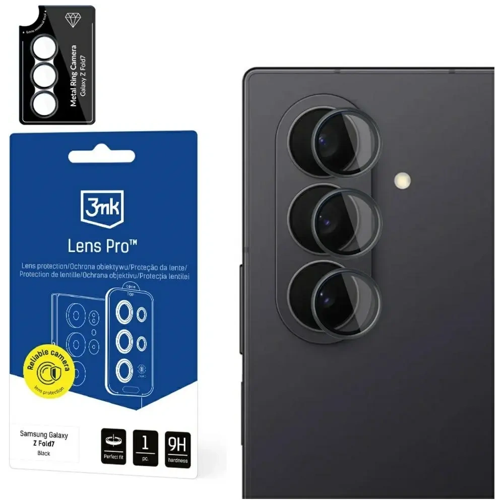 Szkło hybrydowe na obiektyw aparatu 3MK Lens Protection Pro do Samsung Galaxy Z Fold7 czarny