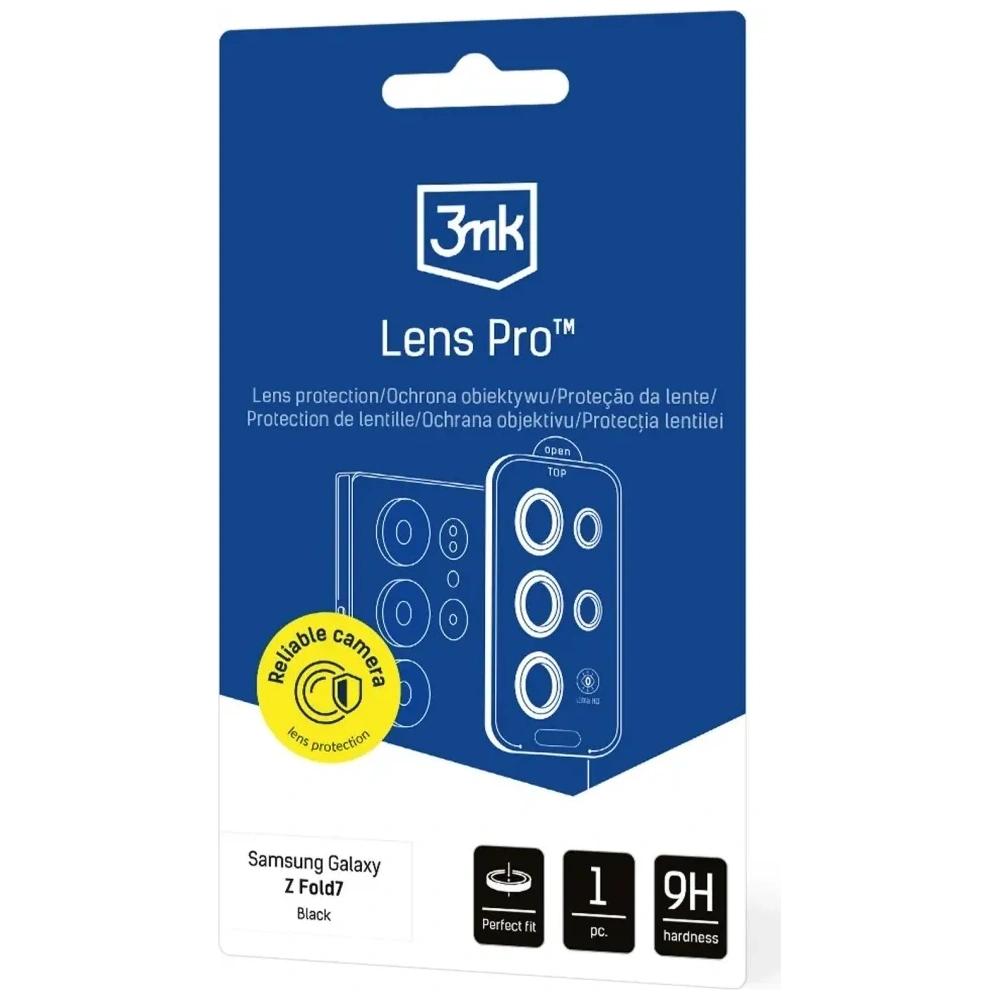 Szkło hybrydowe na obiektyw aparatu 3MK Lens Protection Pro do Samsung Galaxy Z Fold7 czarny