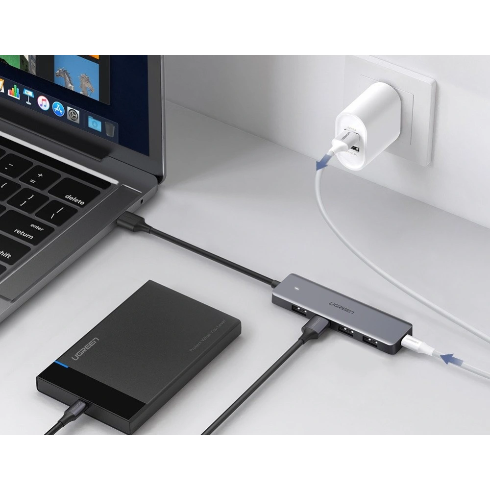 Hurtownia GSM - Adapter 4w1 UGREEN Hub USB-C do 4x USB 3.0 + micro USB - UGR293 - {ean13} - Hurt
