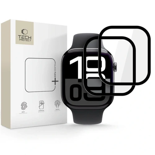 Szkło hybrydowe Tech-Protect Glass Flex+ do Apple Watch 10 / 11 46mm Black [2 PACK]