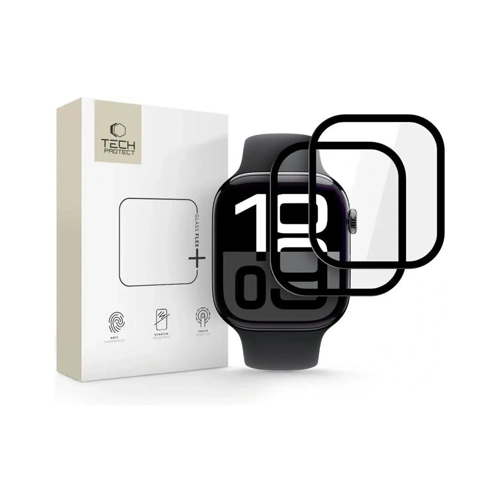 Szkło hybrydowe Tech-Protect Glass Flex+ do Apple Watch 10 46mm Black [2 PACK]
