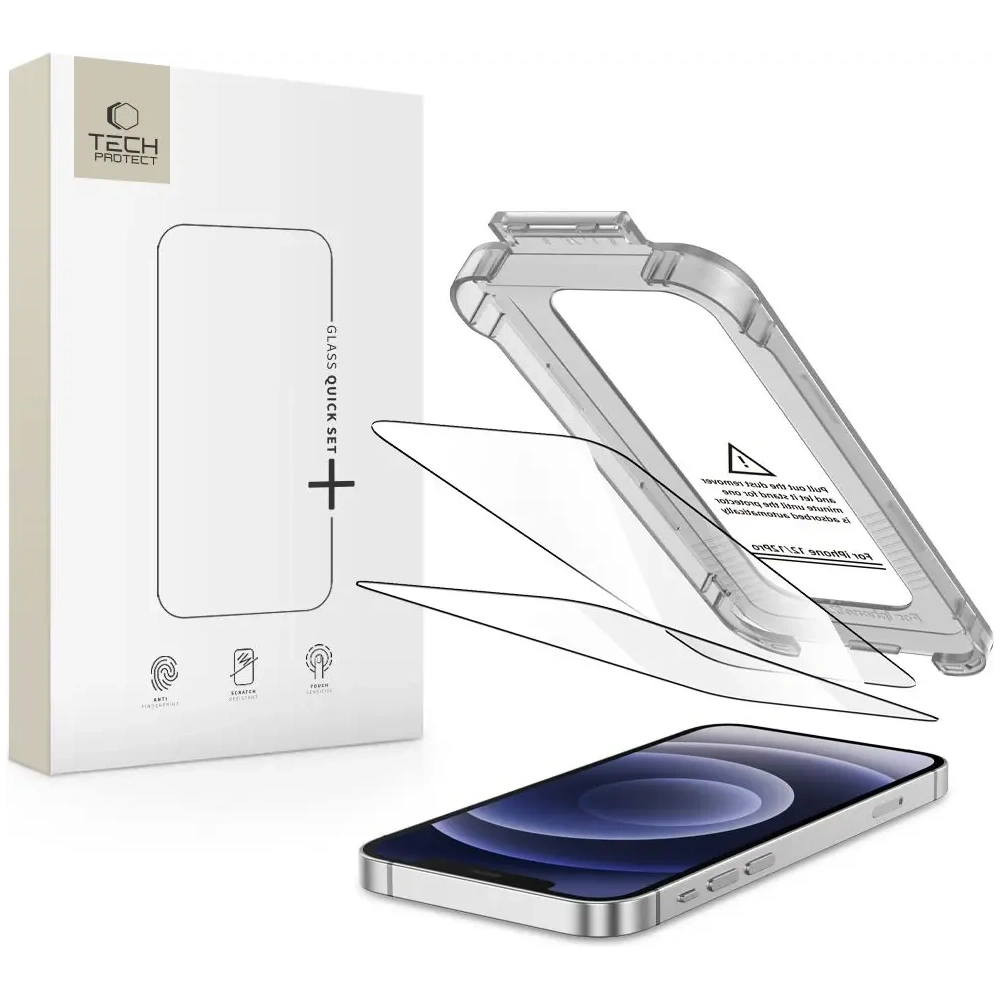 Szkło hartowane Tech-Protect Quick Set+ do Apple iPhone 12 / 12 Pro Black [2 PACK]