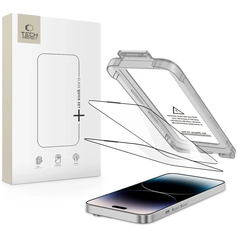Szkło hartowane Tech-Protect Quick Set+ do Apple iPhone 14 Pro Black [2 PACK]