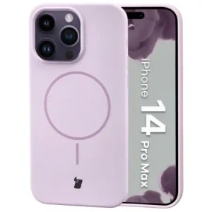 Silikonowe etui z pierścieniem magnetycznym Bizon Soft Case Magnetic do Apple iPhone 14 Pro Max jasnofioletowe