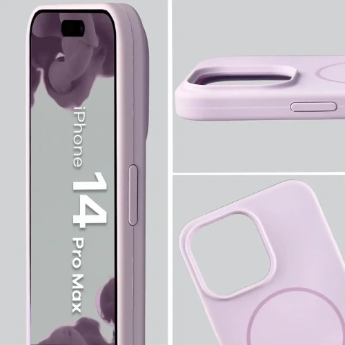Silikonowe etui z pierścieniem magnetycznym Bizon Soft Case Magnetic do Apple iPhone 14 Pro Max jasnofioletowe