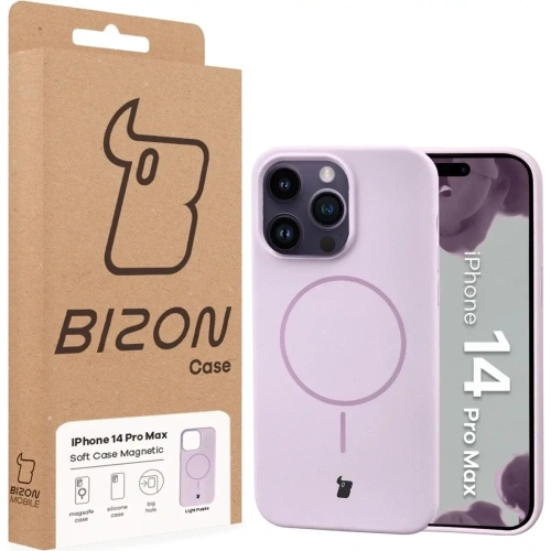 Silikonowe etui z pierścieniem magnetycznym Bizon Soft Case Magnetic do Apple iPhone 14 Pro Max jasnofioletowe