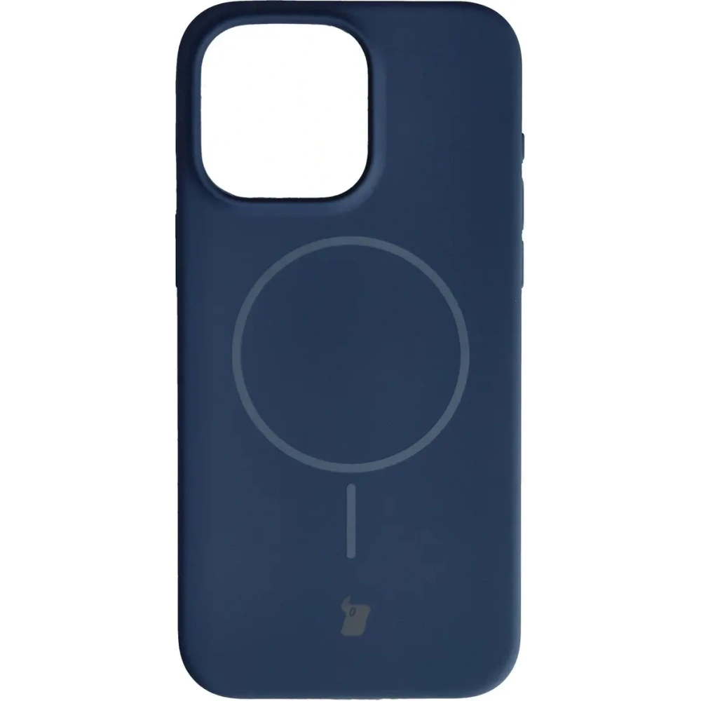 Silikonowe etui z pierścieniem magnetycznym Bizon Soft Case Magnetic do Apple iPhone 15 Pro Max granatowe