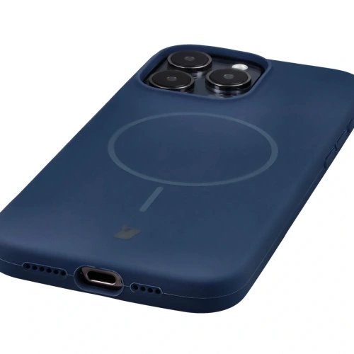 Silikonowe etui z pierścieniem magnetycznym Bizon Soft Case Magnetic do Apple iPhone 15 Pro Max granatowe