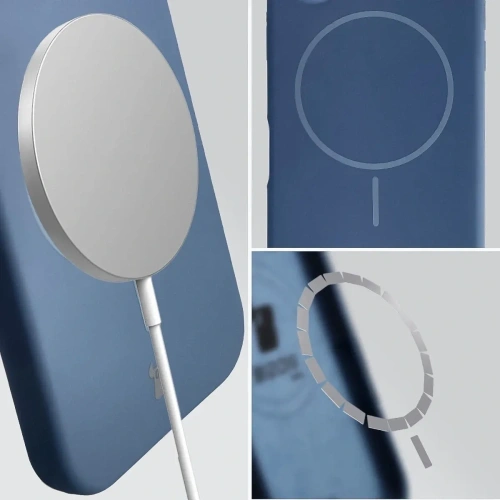 Silikonowe etui z pierścieniem magnetycznym Bizon Soft Case Magnetic do Apple iPhone 15 Pro Max granatowe