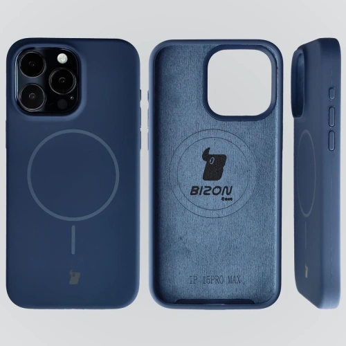 Silikonowe etui z pierścieniem magnetycznym Bizon Soft Case Magnetic do Apple iPhone 15 Pro Max granatowe