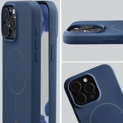 Silikonowe etui z pierścieniem magnetycznym Bizon Soft Case Magnetic do Apple iPhone 15 Pro Max granatowe