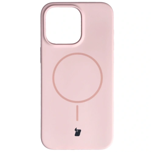 Silikonowe etui z pierścieniem magnetycznym Bizon Soft Case Magnetic do Apple iPhone 15 Pro Max jasnoróżowe